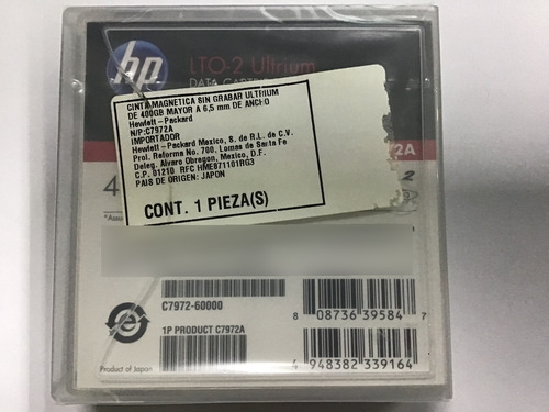 Cinta Magnética De Datos Hp Lto-2 Ultrium C7972a De 400 Gb
