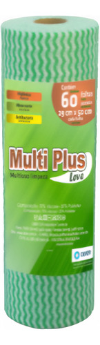 Pano Multiuso Multiplus 29cm X 30m 60 Folhas 35g/m² - Verde