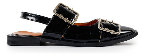 Flats Balerina De Charol Con Hebillas Moda Dama