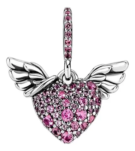 Dije Charm Pandora Alas De Ángel Corazón Brillante Plata 925