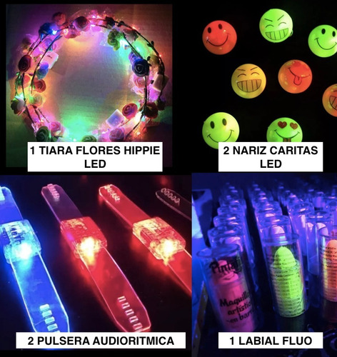 Combo Cotillon Luminoso Led Neon 250 Personas Casamiento