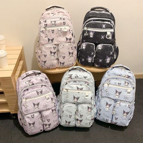 Mochila De Gran Capacidad Con Estampado De Dibujos Animados Color Rosa