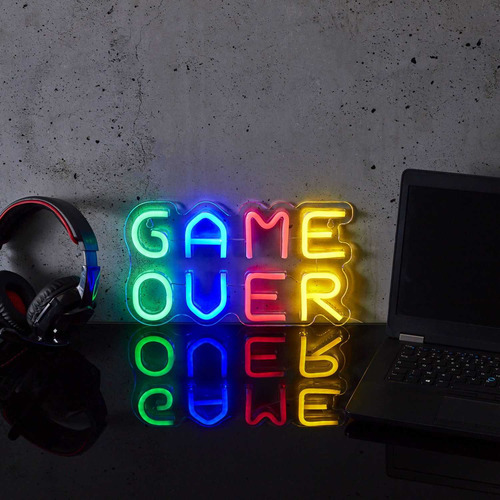 Lámpara Led Efecto Neón Game Over Usb