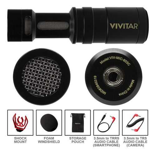 Microfone Vivitar Cardioid Direcional Mic603c Preto