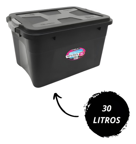 Caixa Organizadora Multiuso Container 30 Litros C/tampa 2 Un