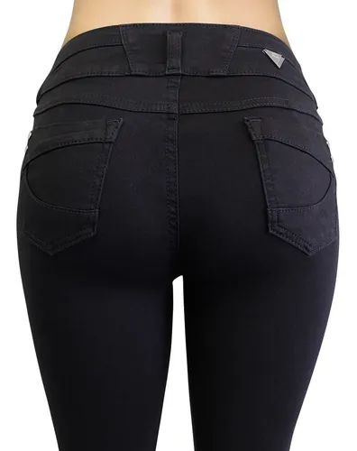 Pantal n Capri Negro De Mezclilla Strech Para Dama 52320