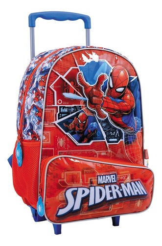 Mochila Escolar Carro Spiderman Hombre Araña 16puLG Wabro 