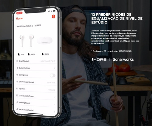 Imagem 3 de 10 de Fone De Ouvido Bluetooth 1 More Comfobuds 2 Original