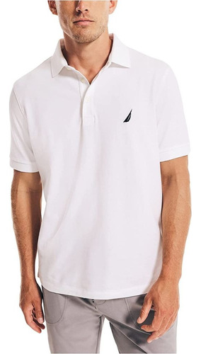 Polo Nautica Algodón Elástico - Blanco Brillante