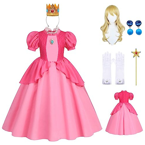 Disfraz De Princesa Peach Niñas 2023, Vestido De Super...