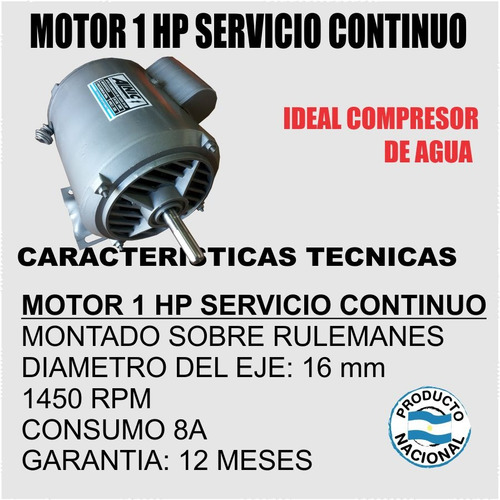 Imagen 3 de 10 de Motor 1 Hp Para Compresor