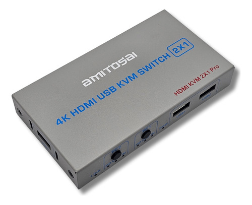 Switch KVM HDMI 2 puertos 4K 60hz con 3 puertos USB y control remoto AMITOSAI MTS-KVM4K2P