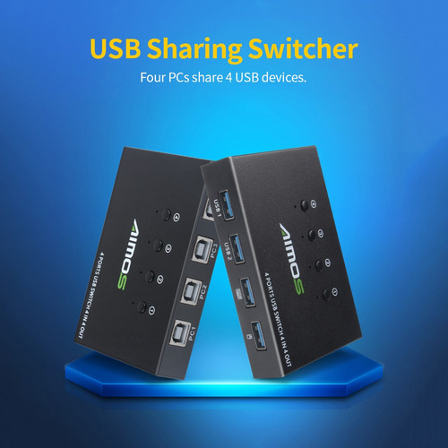 Aimos Am-404k Impresora Compartir Conmutador Usb 4 Puertos T