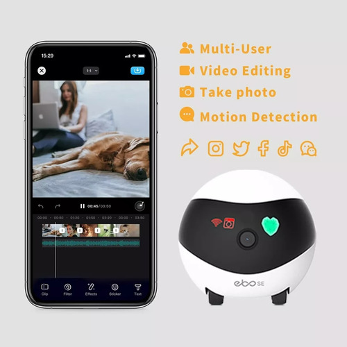Robo Ebo Se Camera Pet, Voz Visão Noturna Auto Carregamento