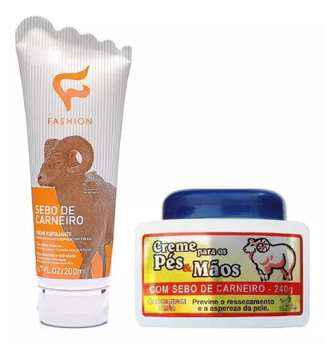 Kit 3 Crema Exfoliante Sebo De Carnero + 3 Crema P/ Pies