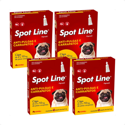 4 Spot Line 0,67ml Coveli Para Cães De 2 A 10kg - 1 Pipeta