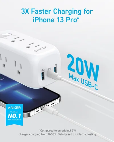 Power Strip Anker Usb C, Suministro De Energía, 20 W, 6 Ench