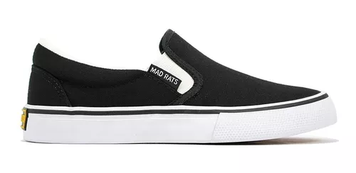 Tênis Mad Rats Slip On Sem Cardaço Preto Branco Original Nfe