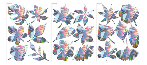 Pegatinas Ventana Anticolisión 3 Hojas Tema Hojas Arcoíris A