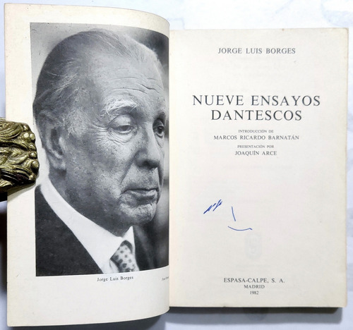 Borges. Nueve Ensayos Dantescos. 1982. 1ª Ed. Firmado Borges (Usado)