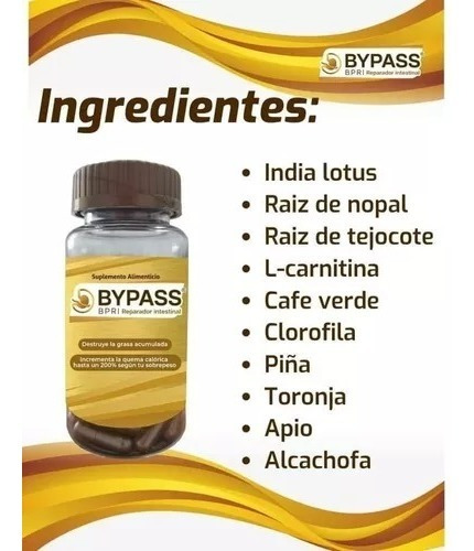 Bypass 30 Capsulas Inhibidor De Apetito 100% Natural