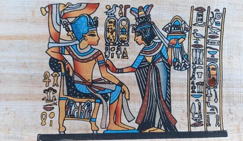 comprar Tutankhamon & Ankhesenamon Papiro Para Tela Quadro 11x15 Cm