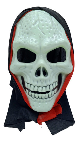 Mascara Caveira Esqueleto Brilha No Escuro Capuz Fantasia 