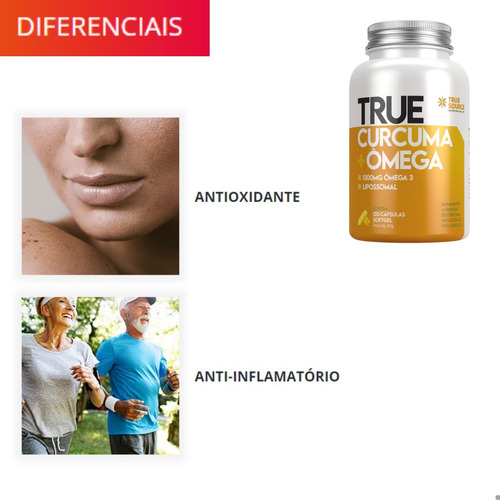 True Cúrcuma + Ômega Lipossomal 120 Cápsulas True Source