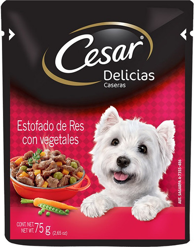 Alimento Para Perro Cesar Res Y Vegetales Adulto 75 Gr Pouch