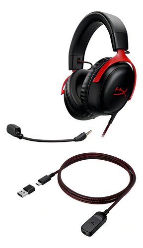 Fones De Ouvido Hyperx Cloud Iii Red 7.1, Cor Preto/vermelho Black/red