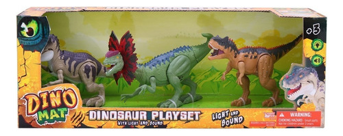 Set Dinosaurios X3 Con Luz Y Sonido Dino Mat Ik