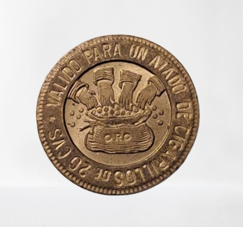 Antigua Ficha Token Fabrica Cooperativa De Cigarrillos. 21mm (Usado)