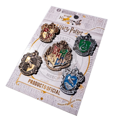 Set Pines Escudos Hogwarts X 5 Unid Harry Potter Originales