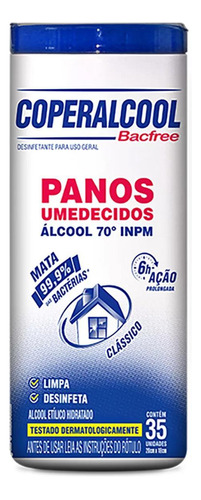 Pano Umedecido Álcool 70 Ação Prolongada Clássico 35 Panos