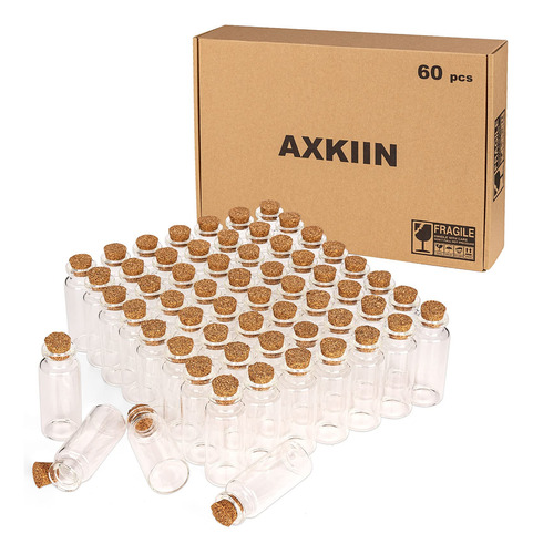 Axkiin Botellas De Vidrio Con Corcho, 60 Unidades, Frascos D