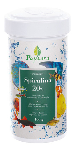 Poytara Spirulina 20% - Pote 100g - Ração Peixes