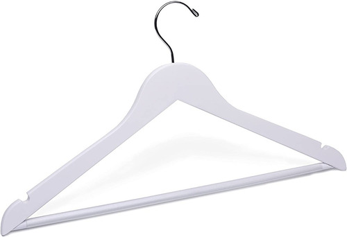 Imagen 4 de 10 de Perchas De Madera Color Blanco Lustradas X 50 Unidades