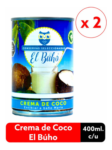 Crema De Coco 400 Ml. El Búho 2 Unidades