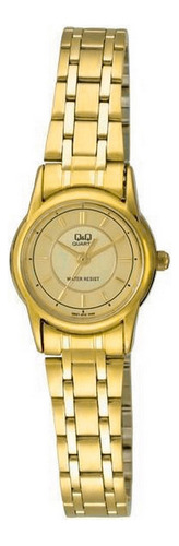 Reloj Mujer Qyq Q&q Q621-010y Acero Dorado Dama + Estuche