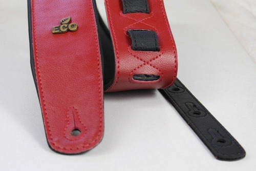 Correia Guitarra Violão Baixo Basso R Couro Vegano Vermelho