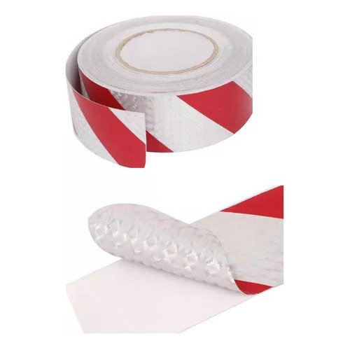 Rollo De Cinta Adhesiva Reflectiva Blanca Y Roja 45 Mts 5cm