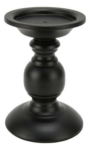 Candelabro Negro Con Forma De Pilar De Metal Inoxidable De