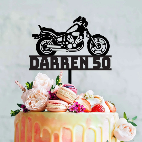 Cake Topper Adorno Torta Cumple Moto Chopera Personalizado 