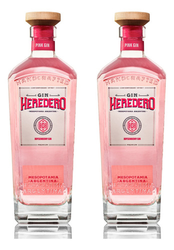 Pack 2 Botellas Gin Heredero Pink Handcrafted Premium 700ml