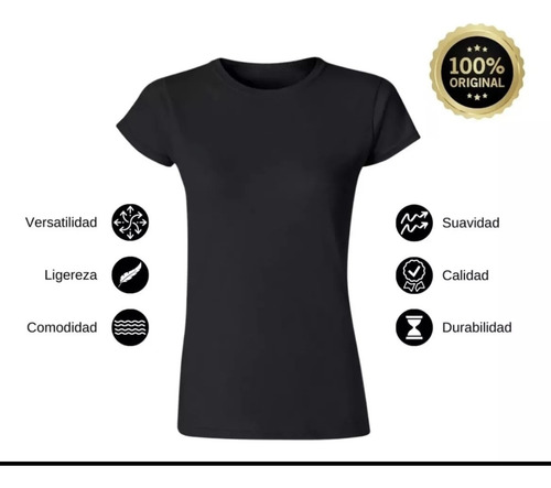 Playera Negra Mujer Crossfit Algodón Peinado 100%