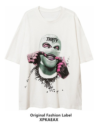 Playera Con Estampado Hiphop De Gran Tamaño Hombre Y Mujer