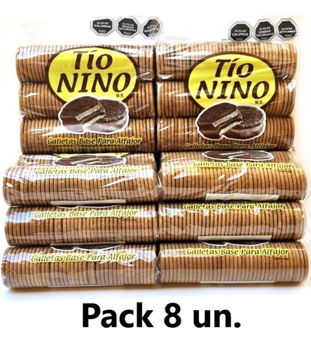 Pack 8 Un. Galleta Base Para Alfajor Tío Nino 800 Gr.