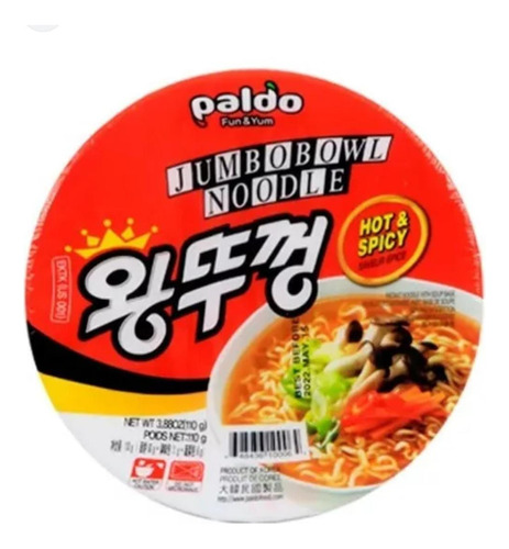 Bowl Fideos Ramen Sabor Picante Paldo  110 G. Origen Corea.