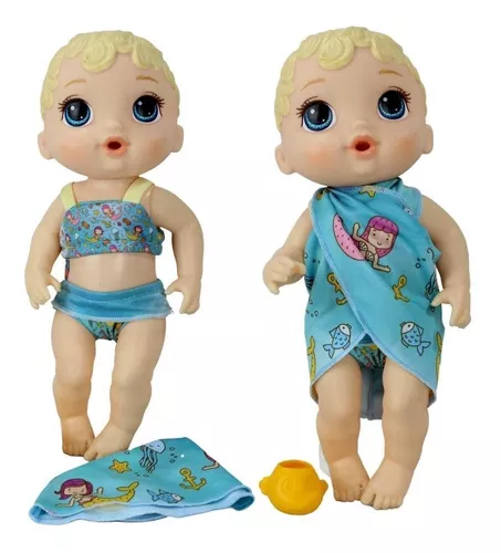 Kit Roupa De Boneca Para Baby Alive - Praia Biquini Sereia