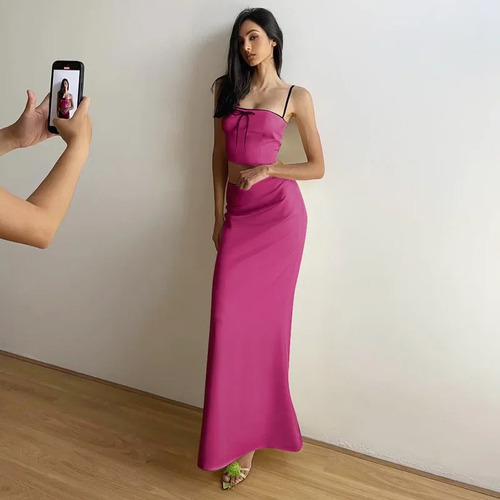 Conjunto De Traje De Falda Para Mujer 2024, Falda Media De C